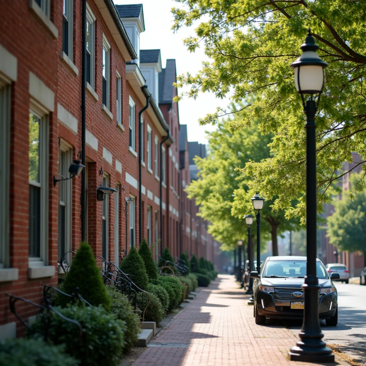 Charming streetscape in historic Media PA with vintage architecture